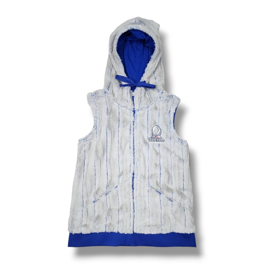 Antigua Pro Bowl 2018 Faux Fur Hoodie Rant Vest Full Zip Women's Medium